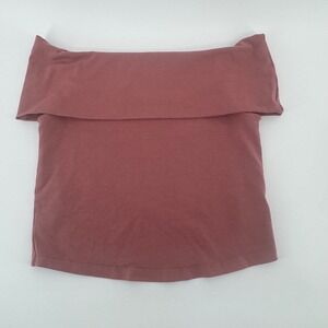 Aerie Womens Off The Shoulder Fold Over Top Dusty Rose Pink Small S 0260